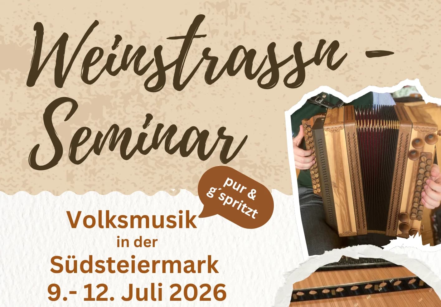 Weinstrassn Seminar Volksmusik pur und g'spritzt